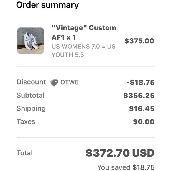 “Vintage” Custom Air Force 1 Sneakers From OneTwelves - Picture 9 of 9